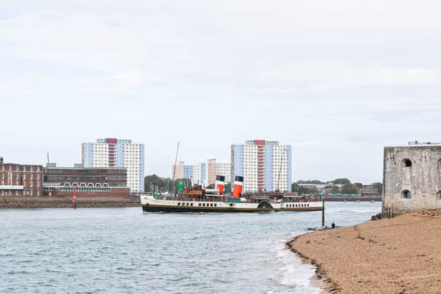 PS Waverley leaving Portsmouth on Thursday 11th September 2025. She has returned to the city for her Solent schedule, ahead of a historic meeting with SS Shieldhall.