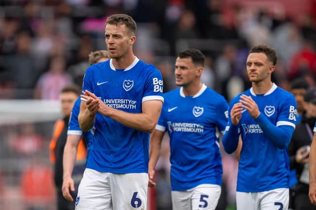 Pompey's players applaud the travelling faithful following a goalless draw at Southampton. Picture: Stephen Flynn/ProSportsImages