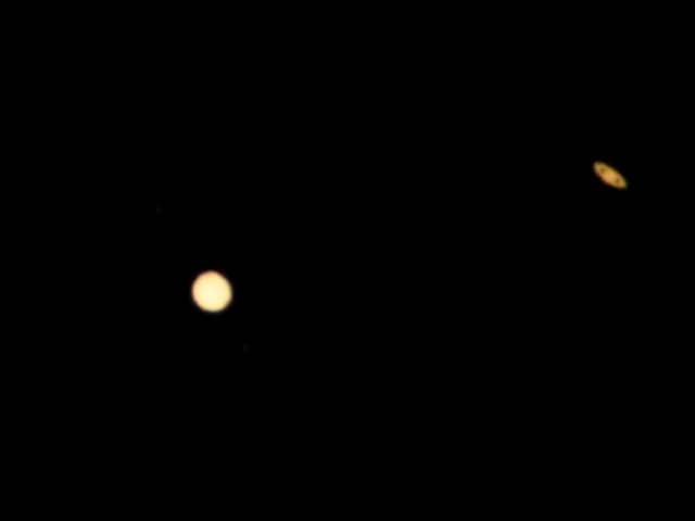 Saturn (right) and Jupiter as seen from Los Angeles, California in 2020