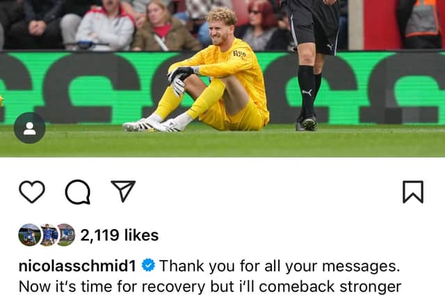 Nicolas Schmid's message on Instagram
