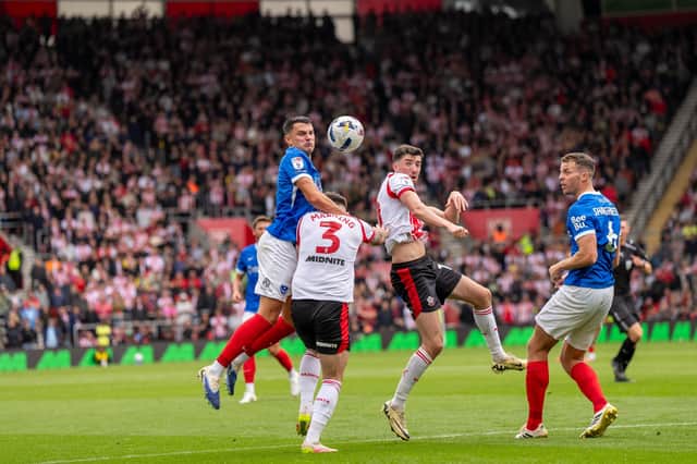 Regan Poole in the thick of the action during the goalless draw at St Mary's. Picture: Stephen Flynn/ProSportsImages