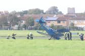 The Biplane got into trouble shortly after landing.