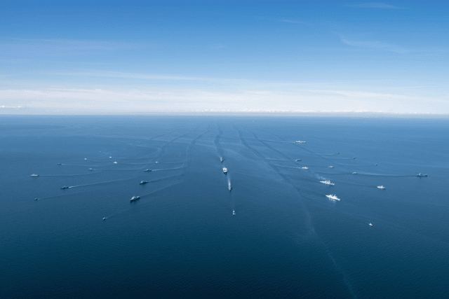 Four Royal Navy P2000 patrol boats joined a huge Nato exercise in the Baltic.