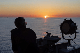 HMS Richmond keeping a watchful eye out for North Korean warships, as they support efforts to uphold sanctions against Kim Jong Un.