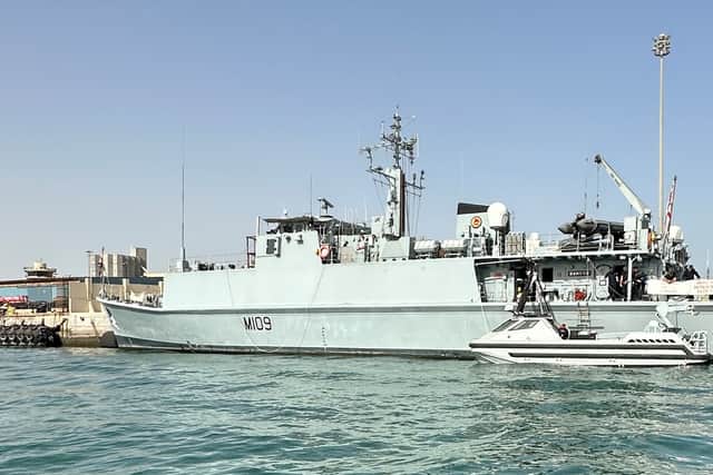 Sandown-class minehunter HMS Bangor is having repairs undertaken, according to a defence minister.