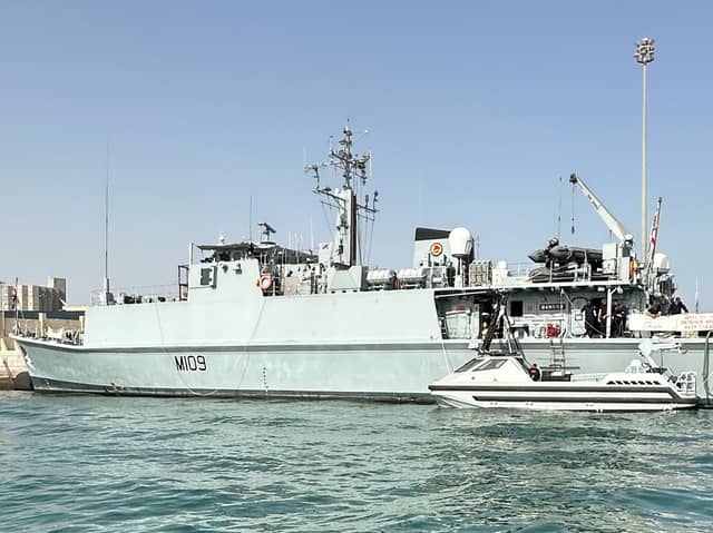 Sandown-class minehunter HMS Bangor is having repairs undertaken, according to a defence minister.