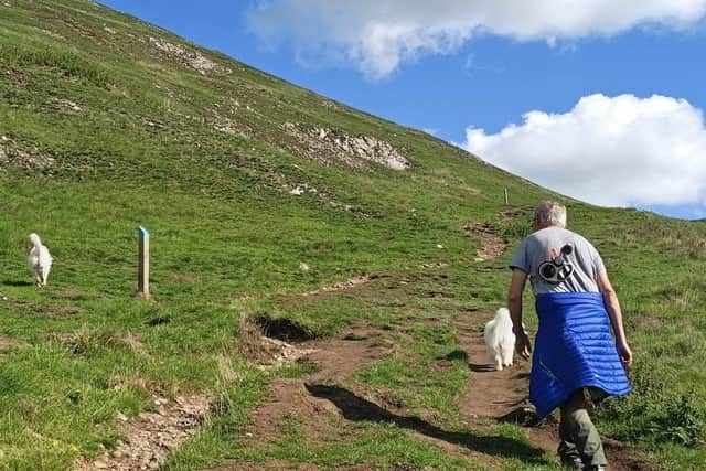 Rupert's normally too lazy to climb a hill without lagging behind - but suddenly he has a spring in his step