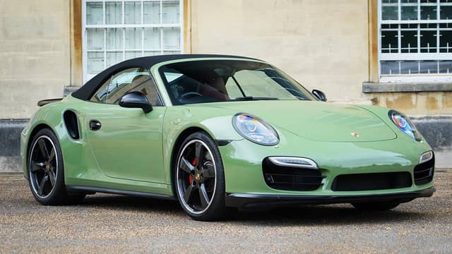 The unusual Battle Green colour really sets this car off