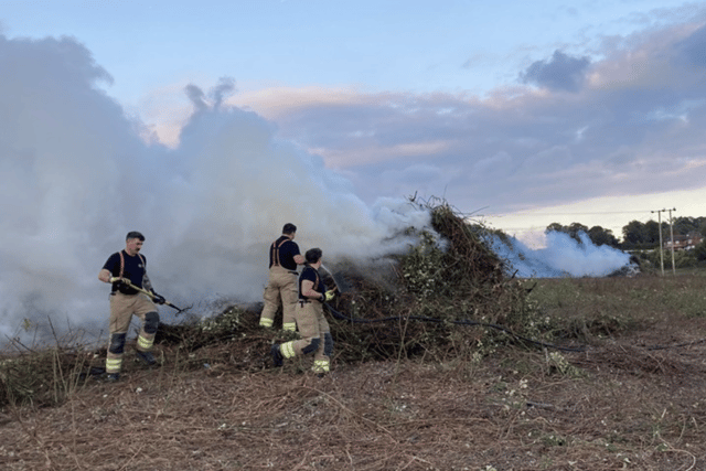 Firefighters battling a bonfire blaze near Portchester.