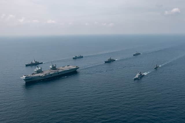 A military expert believes the freedom of navigation in the Indo-Pacific could be at risk following China’s actions against the Royal Navy. Pictured: HMS Prince of Wales on Exercise Bersama Lima.