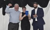 Winners Steve and George Reid from Blitz Photography - crowned the first Overall Business of the Year at the inaugral Gosport Business Awards in 2024. Pictured with David Steer, right, from  headline sponsor StandardAero.