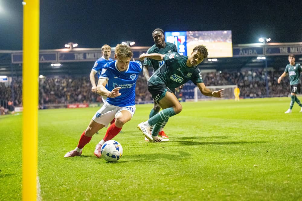 Adrian Segecic on the attack in Pompey's 2-2 draw against Watford on Wednesday night. Picture: Steve Bailey/ProSportsImages