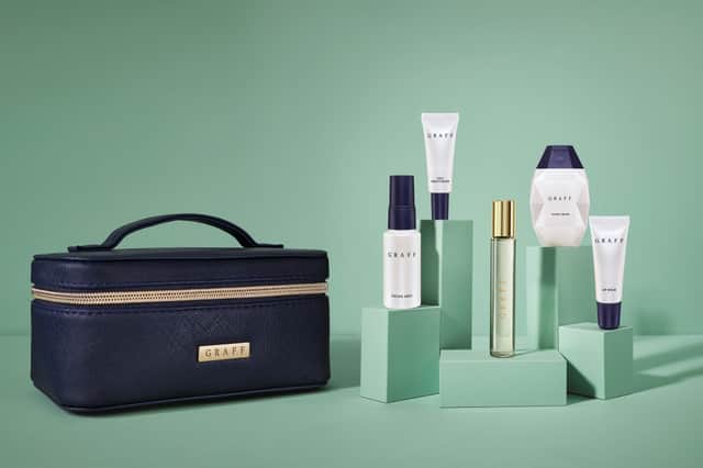 The female amenity kit is created in collaboration with British luxury brand Graff