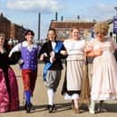 The Groundlings Theatre launched their pantomime Cinderella at their new location at Boathouse 5 in Portsmouth Historic Dockyard on Monday, September 29, 2025.

Pictured is: (l-r) Yvonne Maxwell playing the Wicked Stepmother, Nathan Camalleri playing Buttons, Erin Billington playing Prince Charming, George Harriet-King playing Cinderella and Peter McCrohon playing the Dame, Fairy Godmother.

Picture: Sarah Standing (290925-5302)