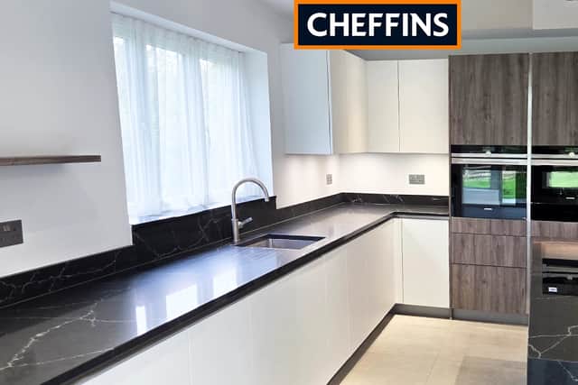 The stylish kitchen is ideal for family living