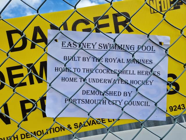 Campaigners made their views clear at Eastney Swimming Pool