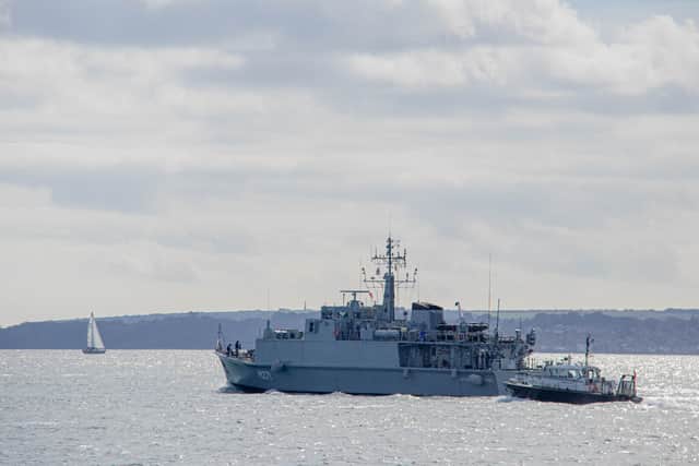ROS Captain Constantin Dumitrescu, formerly the Royal Navy minehunter HMS Pembroke, sailing from HMNB Portsmouth on October 7.