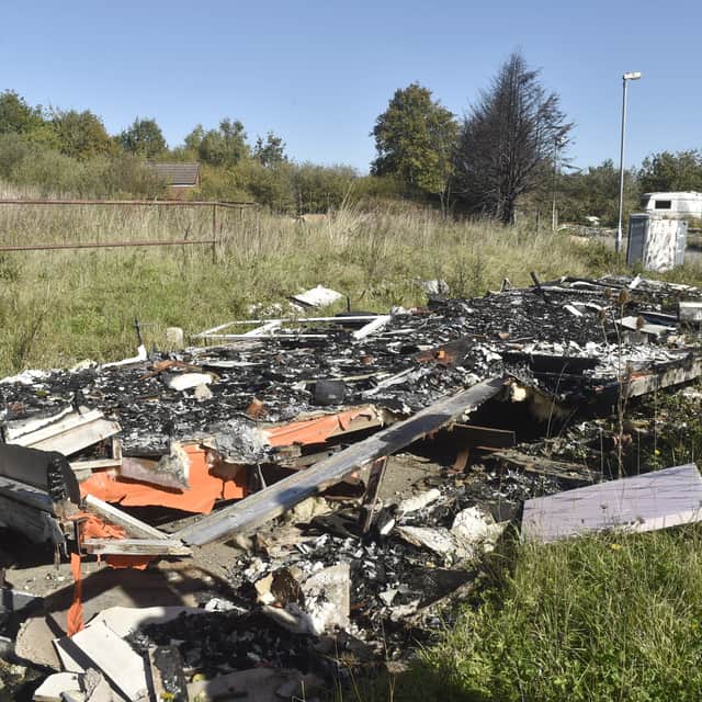 The remains of a previous fire at the derelict Tynefield Caravan Park in Whiteley.
