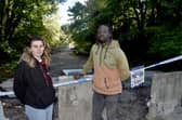 Amy Cruise, director at B&A Transport Services Ltd and Flavian Obiero, tenant farmer at Tynefield Farm.
Picture: Sarah Standing (061025-895)