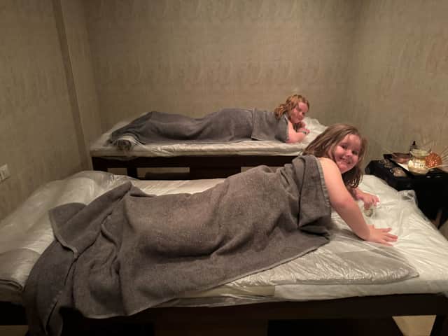 The kids spa massage at Mirabello Bay Luxury Resort