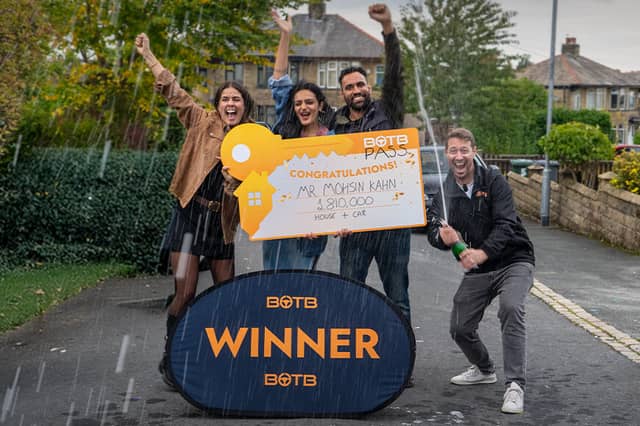 BOTB presenters Katie Knight and Christian Williams helped Amra and Mohsin celebrate