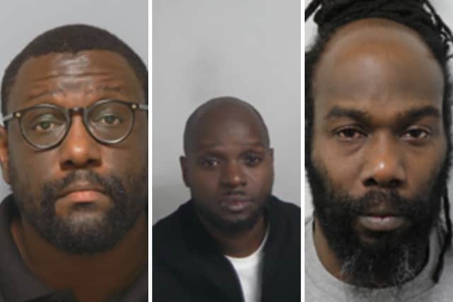 Three drug dealers have been jailed, one of them is from Portsmouth. From L: Malcom Magala, 37, of Oriel Road, North End, Alain Kirunda-Nsiiro, 39, of Higham Hill Road, London, and Jerome Omard, 44, of Durban Road, London.
