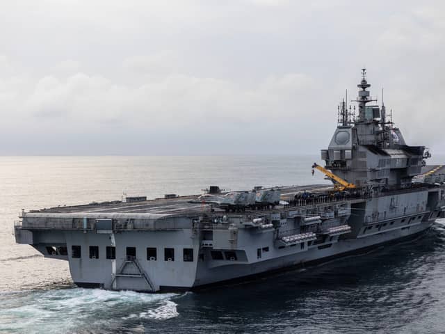 HMS Prince of Wales while working alongside the Indian Navy. The UK Carrier Strike Group has finished its military and diplomatic engagements.