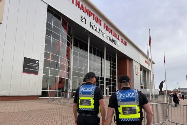Police at St Mary’s Stadium for the Saints vs Pompey match