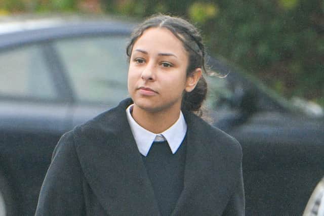 Pictured: Louise Dorsett outside Bulford Military Court Centre, Wiltshire. The  poster girl for the Royal Navy swindled more than £2,000 from the military by fraudulently claiming travel allowances.