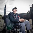 D-Day Veteran Henry William Rice, Royal Navy Signalman, at the Standing With Giants display. He has passed away at the age of 100.
