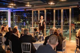 Spinnaker Tower general manager Richard Hale addresses guests at the celebration to mark the Portsmouth icon's 20th birthday