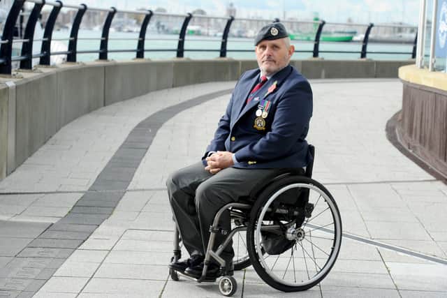 Luke Delahunty (53) from Gosport, ex senior aircraftsman in the RAF, at the Hampshire poppy appeal launch in Portsmouth.