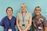 Dr Mary Parkes, palliative care doctor, Rowans Hospice (far left) and Dr Sarah Russell, consultant nurse and end of life care lead at Queen Alexandra Hospital (far right) 