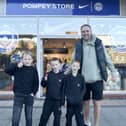  Billy Warburton with his sons (l-r) Freddie, Ralphie and George, at the opening of the Pompey Store in Gunwharf Quays.
