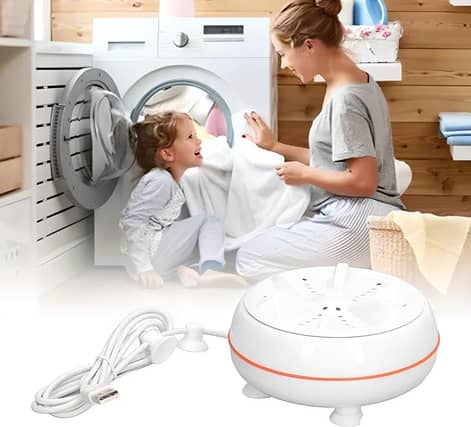Powered by USB, the washing machine can clean anything from towels to teapots