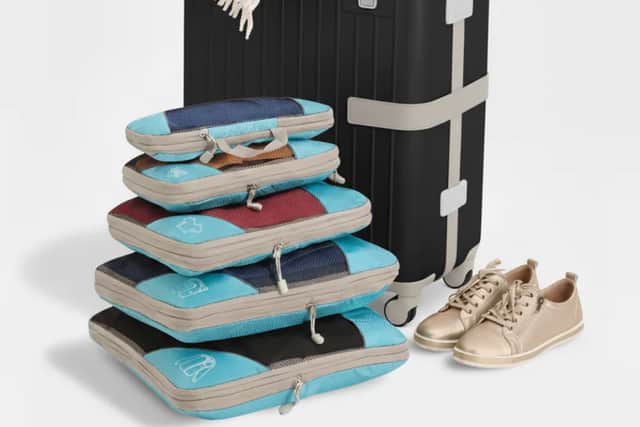 SimplifyLiving’s compression packing cubes squeeze out air to save space and keep clothes neatly organised for a two-week cruise.