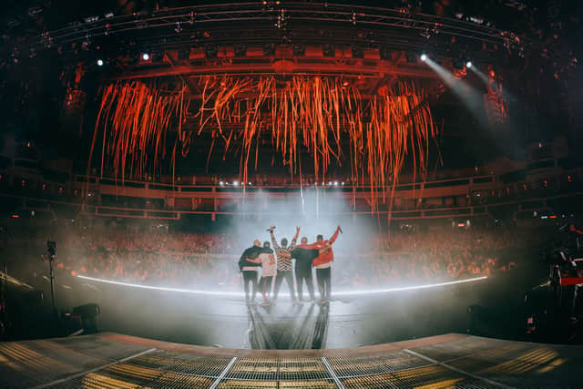 It's been 25 years in the making, but UK boy band Five have returned in style after the first date of their reunion tour in Cardiff overnight.