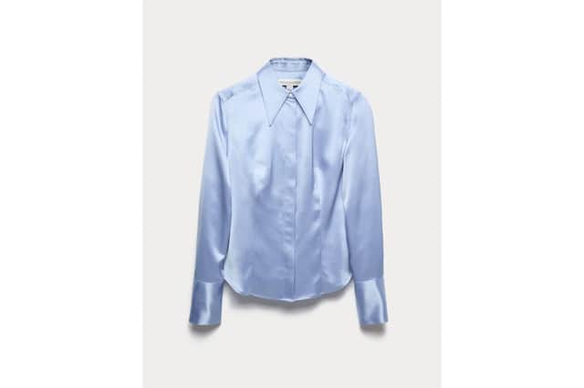 Satin Collared Fitted Long Sleeve Shirt