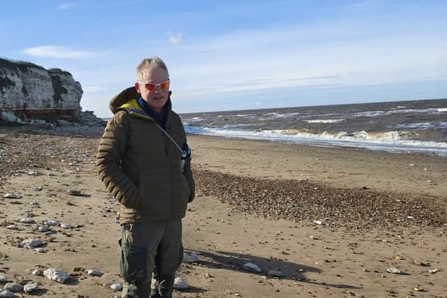 The coat makes light work of keeping me warm on a very windswept Norfolk beach