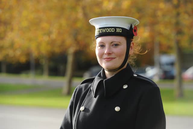 Pictured is: AB Charlotte Huxley, has served for two years and will be marching in her first remembrance parade as a serving sailor.