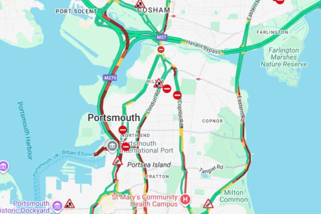 There is heavy traffic heading into Portsmouth this evening.