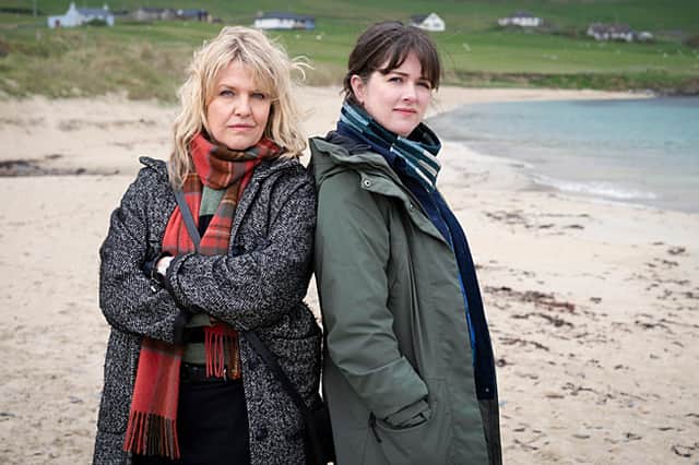 Ashley Jensen as Calder and Alison O’Donnell as Tosh in Shetland series 10.