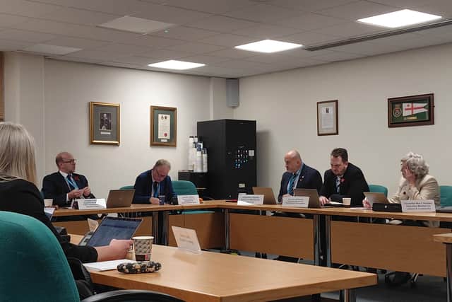 Cllr S Martin, Cllr I Bastable, Cllr F Birkett , Cllr M Daniels, and Cllr C Hockley, (left to right) Fareham Borough Council executive meeting, November 3