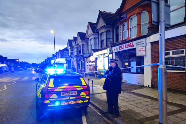 A police cordon in Tangier Road following a stabbing.