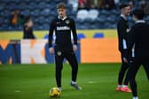 Ashton Sizer warming up with Pompey before last month’s defeat at Hull.