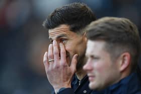 Pompey head coach John Mousinho watches Pompey slump to a fourth defeat since the last international break. Picture: Ian Lyall/ProSportsImages