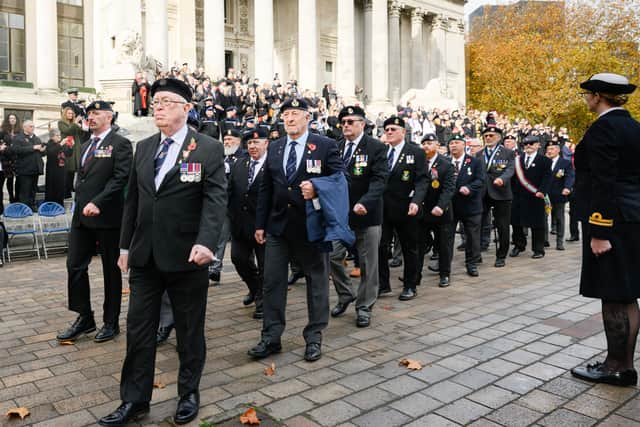 A veterans support hub could be coming to Portsmouth after the government allocated millions in funding towards it. Pictured: Veterans marching at the Remembrance Sunday ceremony.