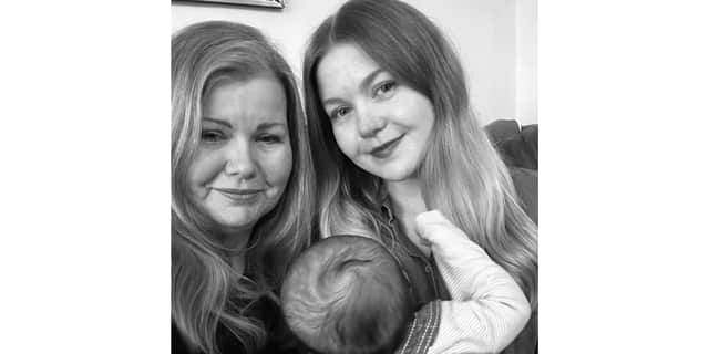 Annabel and Amy with baby Aurora.