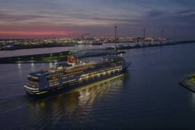 MS Borealis travelling from Rotterdam after being dry-docked for a two-week maintenance programme. A suite of upgrades have been made to the luxury cruise ship.
