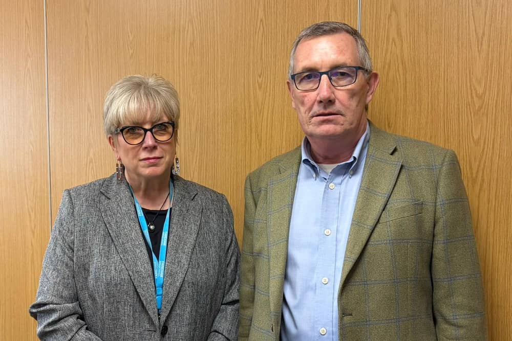 Left - Cllr Alison West (Lib Dem, Wallington and Downend), Right - Russell Kew, Chair of the Wallington Village Community Association